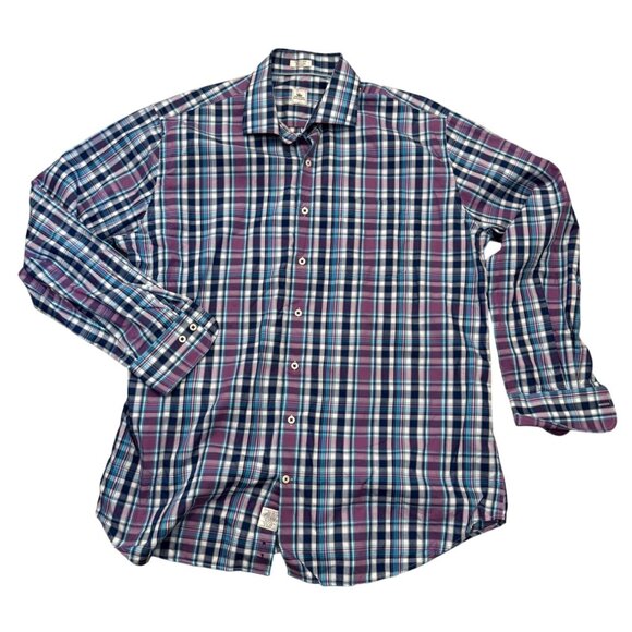 Peter Millar Plaid Long Sleeve Button-Up Shirt Mens XL Officeready Multicolor - Picture 1 of 7